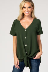 Olive Button Tie Front Maternity Top