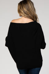 Black Dolman Sleeve Wide Neck Sweater