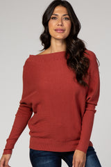 Rust Dolman Sleeve Wide Neck Maternity Sweater