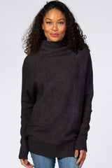 Charcoal Funnel Neck Dolman Sleeve Maternity Sweater