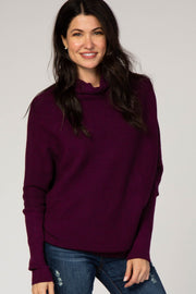 Purple Funnel Neck Dolman Sleeve Sweater