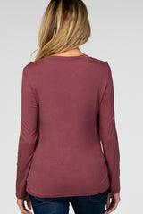 PinkBlush Mauve Solid Layered Front Long Sleeve Maternity/Nursing Top
