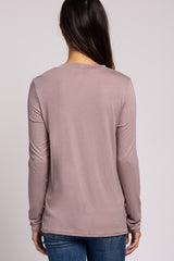 PinkBlush Taupe Solid Layered Front Long Sleeve Maternity/Nursing Top