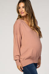 Mauve Dolman Sleeve Knit Maternity Top