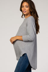 Grey Knit Hi-Low Maternity Top