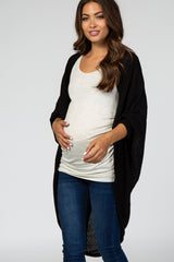 Black Waffle Knit Cocoon Maternity Cardigan