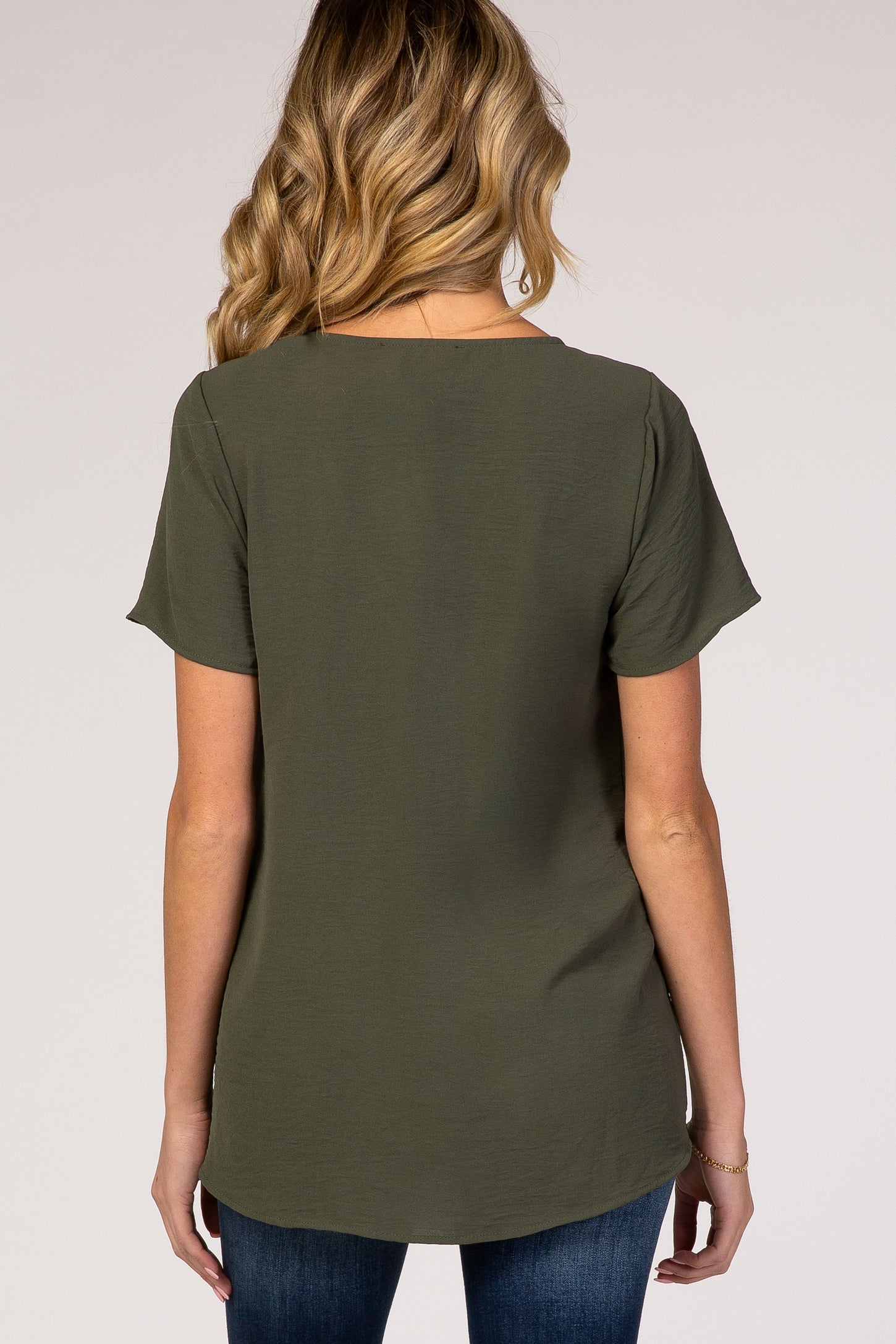Light Olive Button Tie Front Maternity Top– PinkBlush