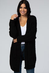 Black Cable Knit Maternity Cardigan