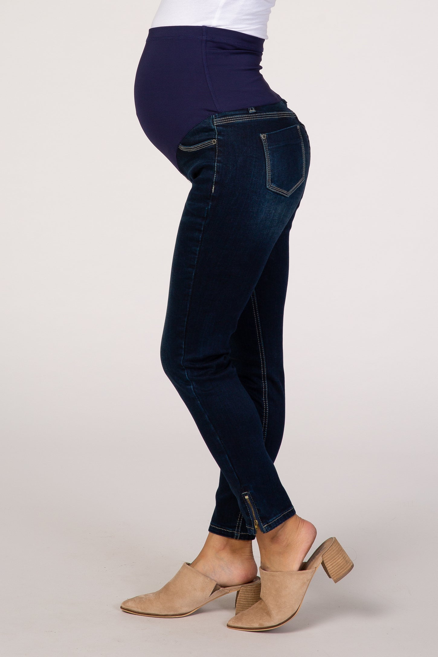 PinkBlush Blue Zipper Leg Maternity Jean