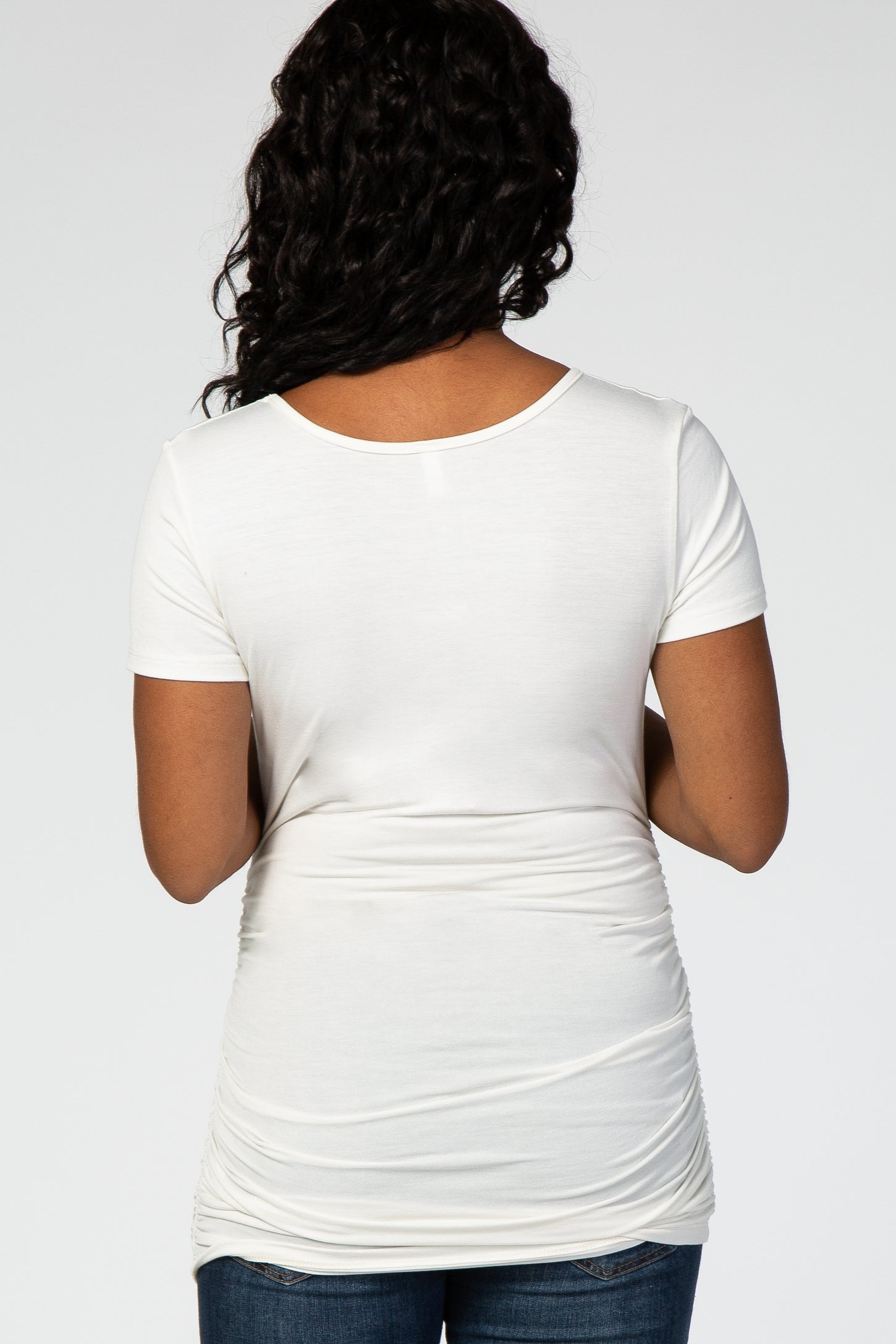 Ivory Basic Ruched Maternity Top