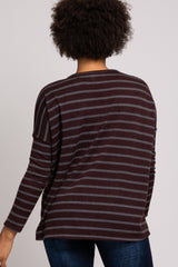 Burgundy Striped Long Sleeve Knit Top