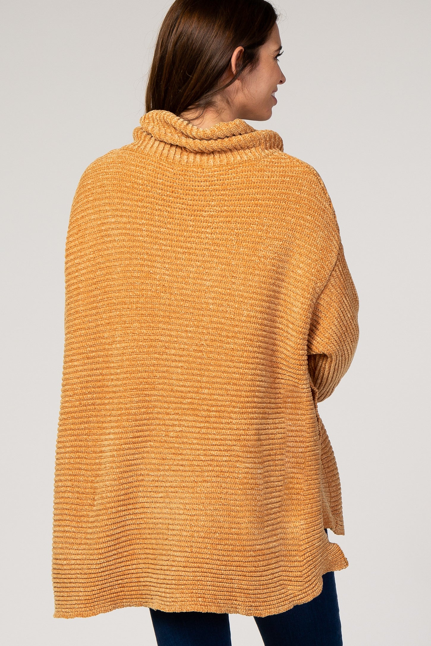 Mustard Chenille Ribbed Poncho Maternity Sweater