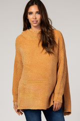 Mustard Chenille Ribbed Poncho Maternity Sweater