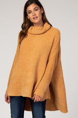 Mustard Chenille Ribbed Poncho Sweater