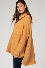 Mustard Chenille Ribbed Poncho Sweater
