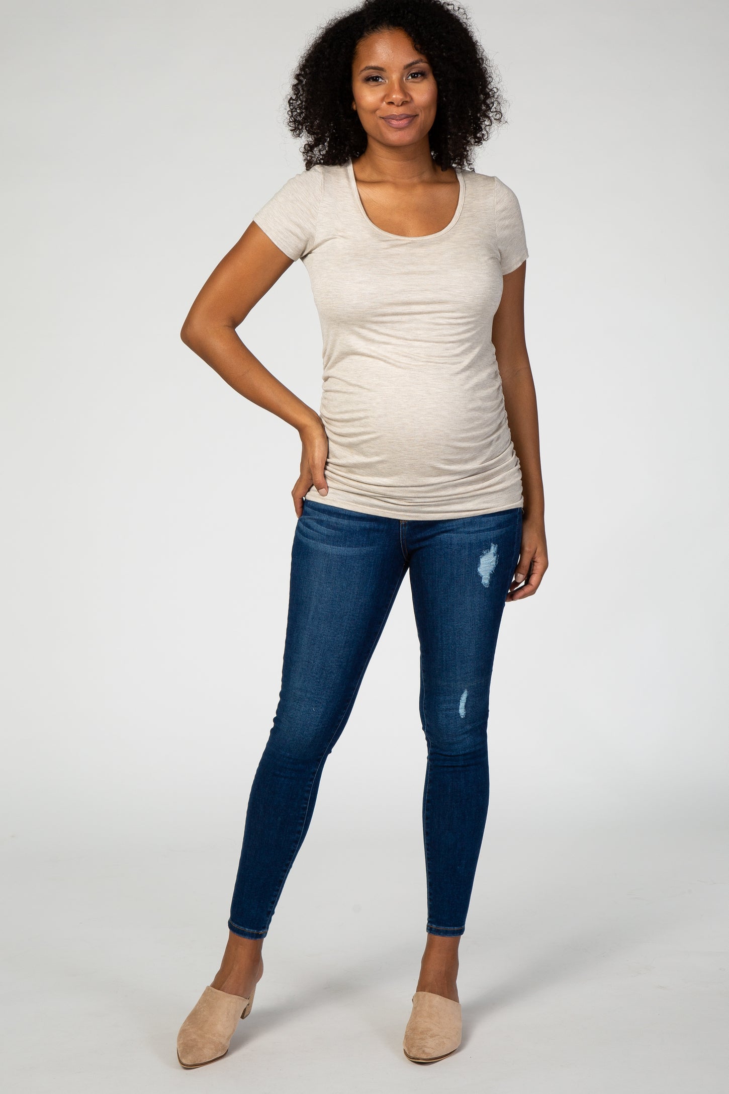 Navy Blue Lightly Distressed Skinny Fit Maternity Jeans