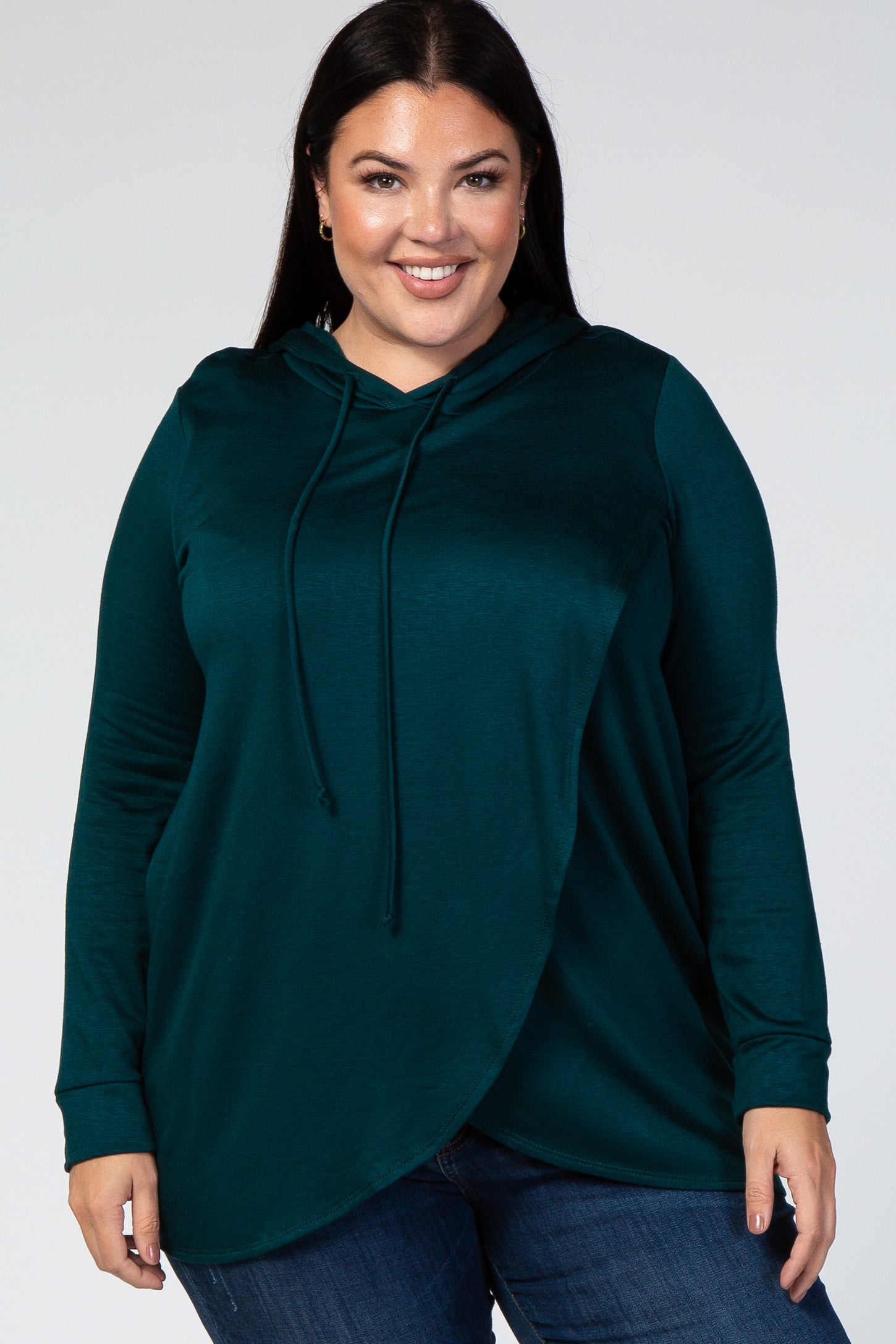 PinkBlush Forest Green Wrap Front Plus Maternity Nursing Hoodie