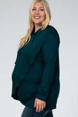 PinkBlush Forest Green Wrap Front Plus Maternity Nursing Hoodie