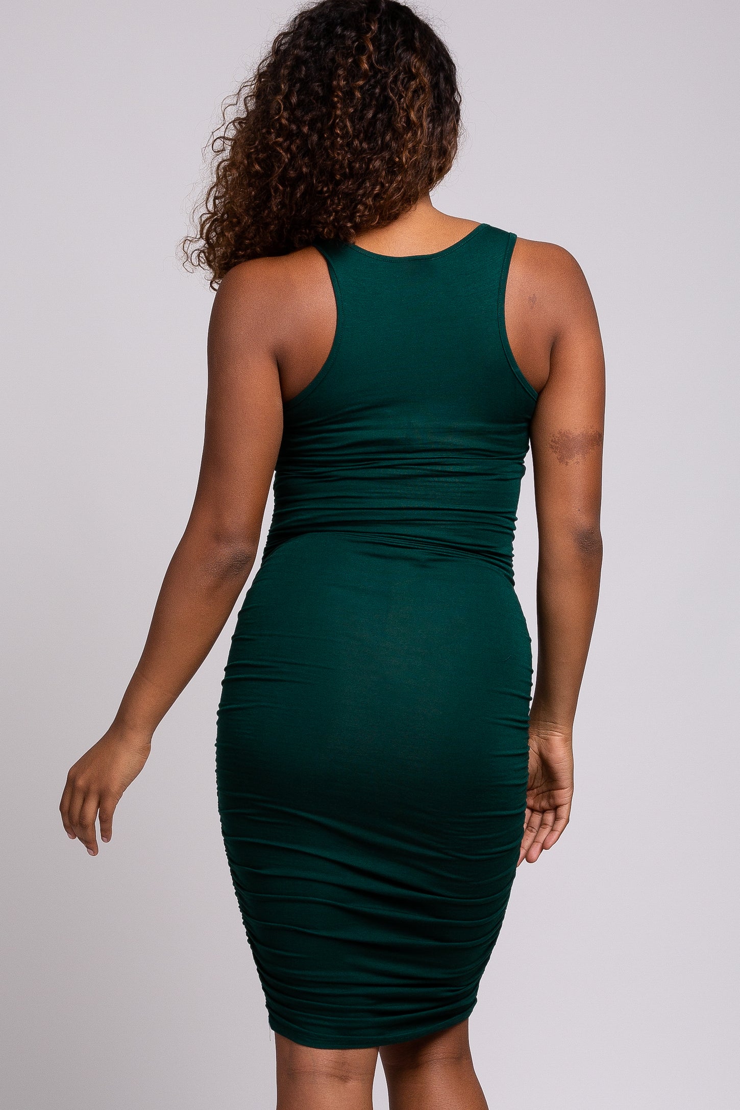 Forest Green Ruched Fitted Maternity Dress