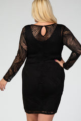 Black Cutout Long Sleeve Fitted Plus Maternity Dress