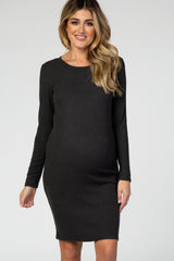 Forest Green Knit Long Sleeve Maternity Dress