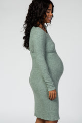 Mint Green Knit Long Sleeve Maternity Dress