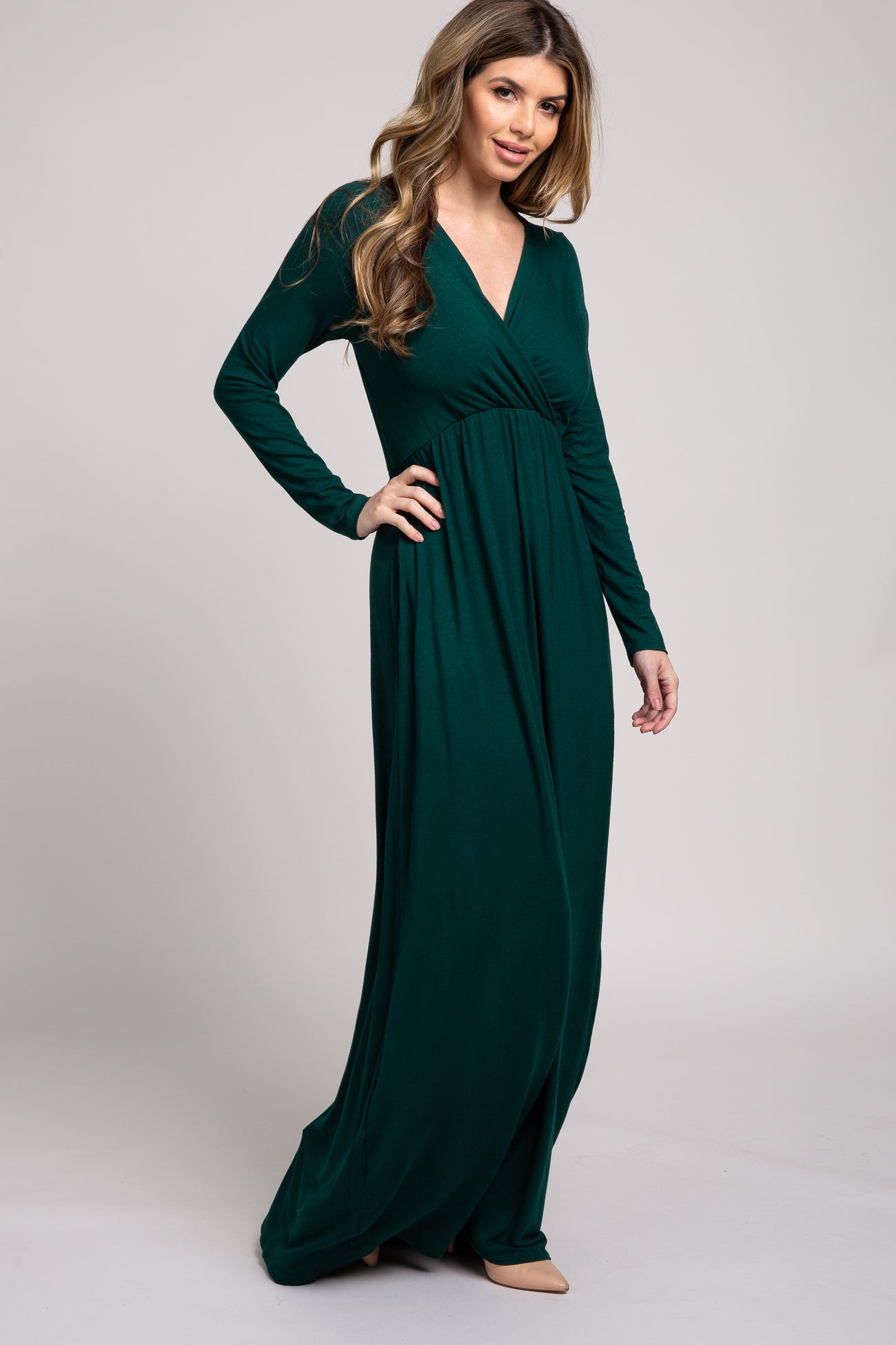 Green Long Sleeve Maxi Dress– PinkBlush