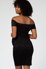 Black Lace Off Shoulder Maternity Dress