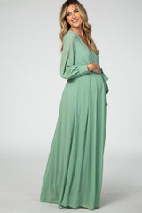Mint Green Chiffon Maternity Maxi Dress