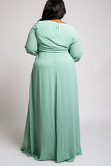 Mint Green Chiffon Plus Maxi Dress