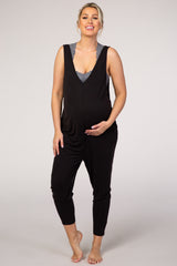 Black V-Neck Maternity Jumpsuit