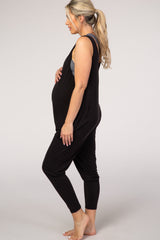 Black V-Neck Maternity Jumpsuit
