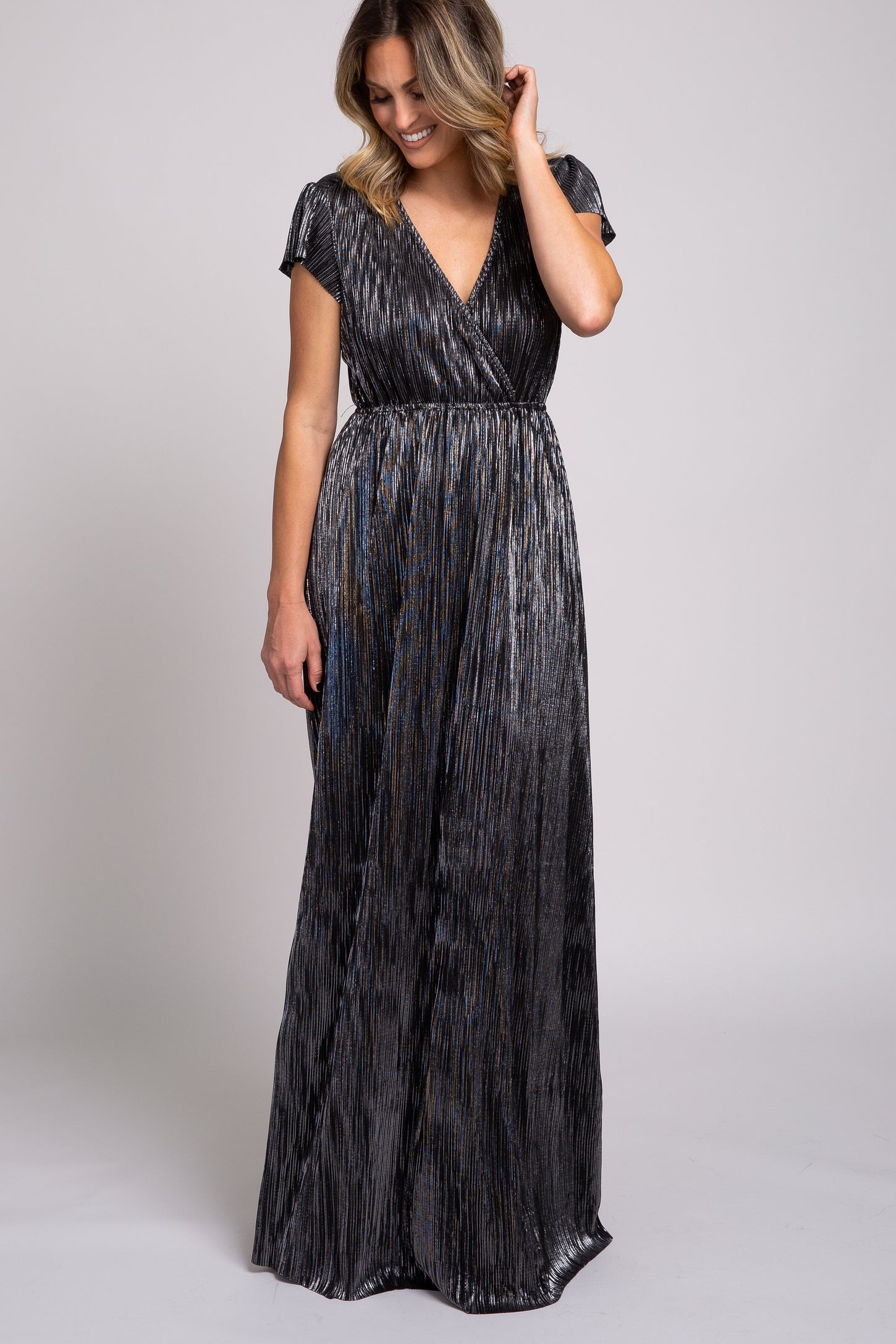 Black Asymmetrical Shimmer Gown - Anjini Sharma