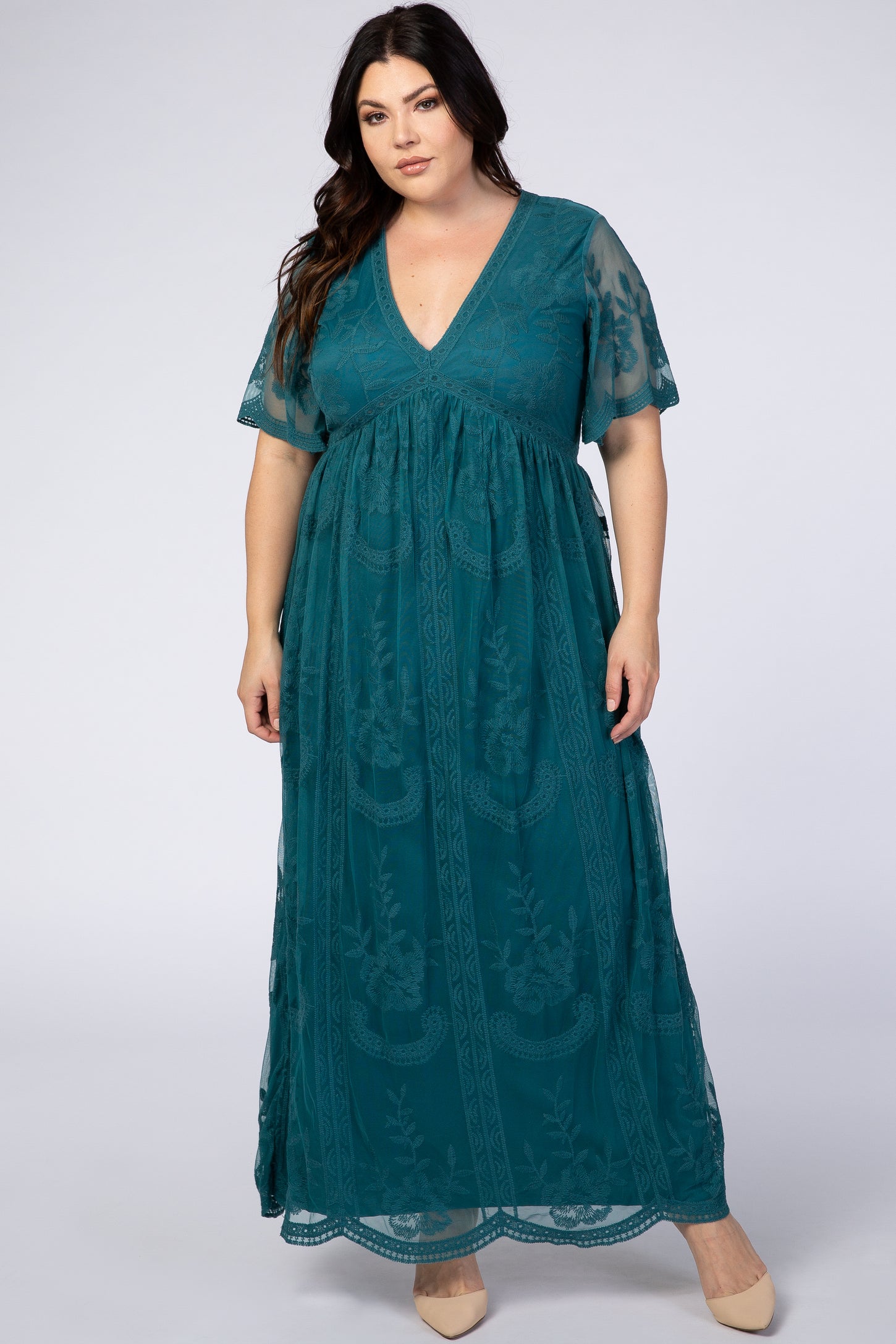 Teal maxi dress plus size Clearance