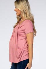 PinkBlush Mauve Pleated Draped Front Maternity/Nursing Top