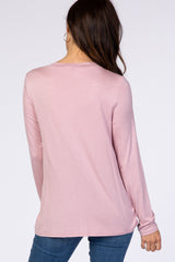 PinkBlush Pink Solid Layered Front Long Sleeve Nursing Top