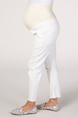 PinkBlush White Straight Leg Lightly Distressed Maternity Jeans