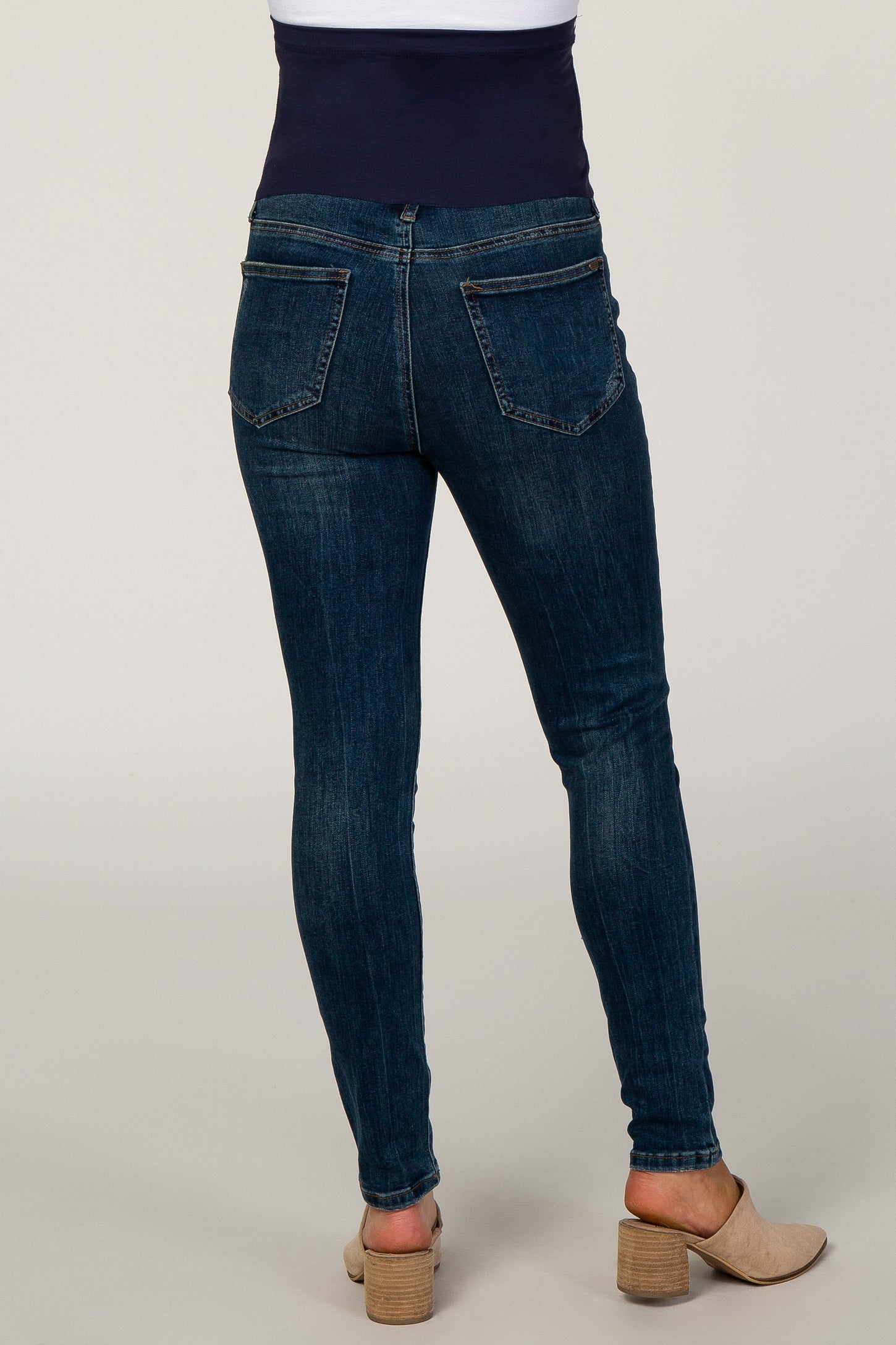 PinkBlush Navy Blue Lightly Distressed Maternity Jeans