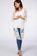 White Lace 3/4 Sleeve Cover Up