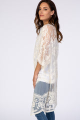 White Lace 3/4 Sleeve Cover Up