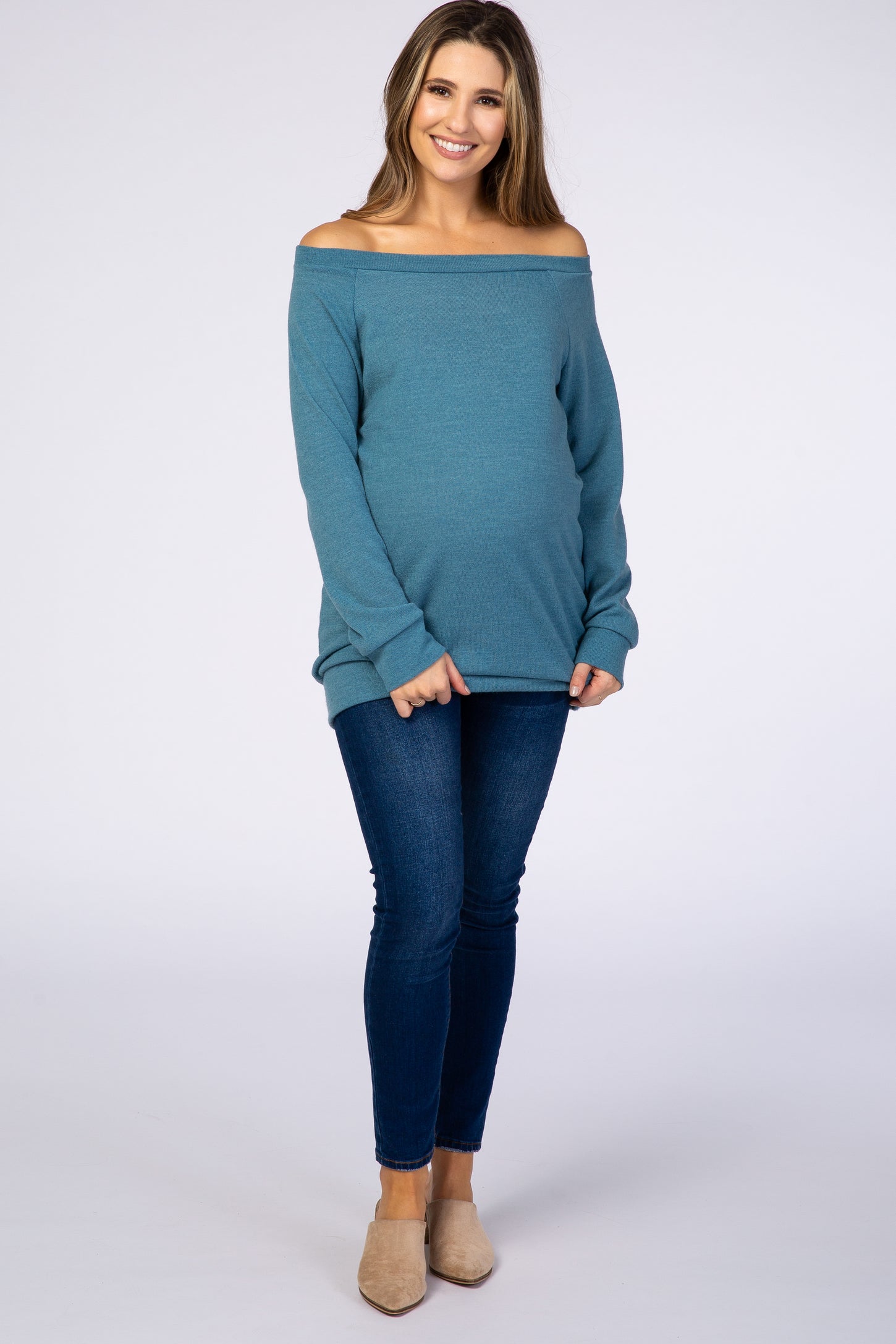 Light Blue Basic Maternity Sweater