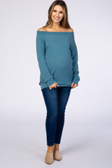 Light Blue Basic Maternity Sweater