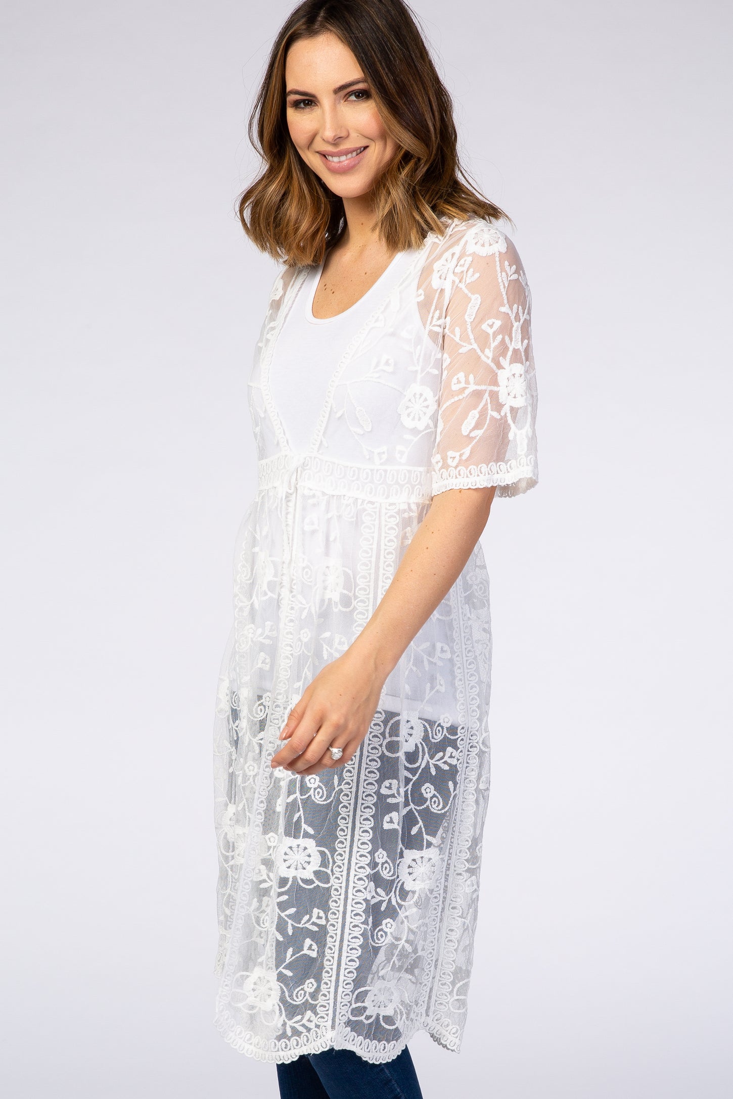 White Lace Mesh Cover Up