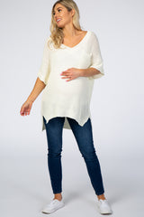 Ivory Front Pocket Knit Maternity Top