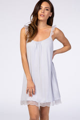 Light Blue Lace Strap Maternity Night Gown