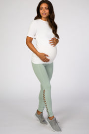 Mint Green Side Braided Maternity Leggings
