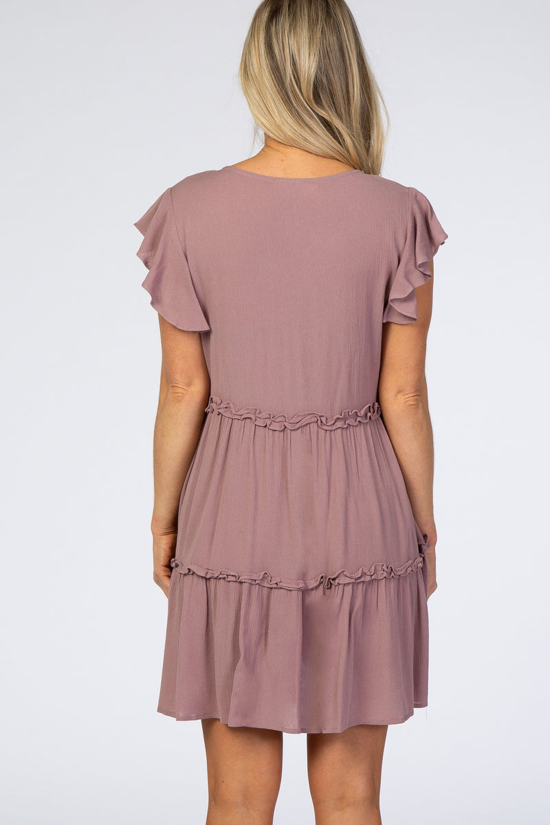 Mauve Ruffle Maternity Mini Dress – PinkBlush