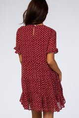 Red Printed Tiered Babydoll Dress