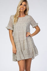 Ivory Printed Tiered Babydoll Dress