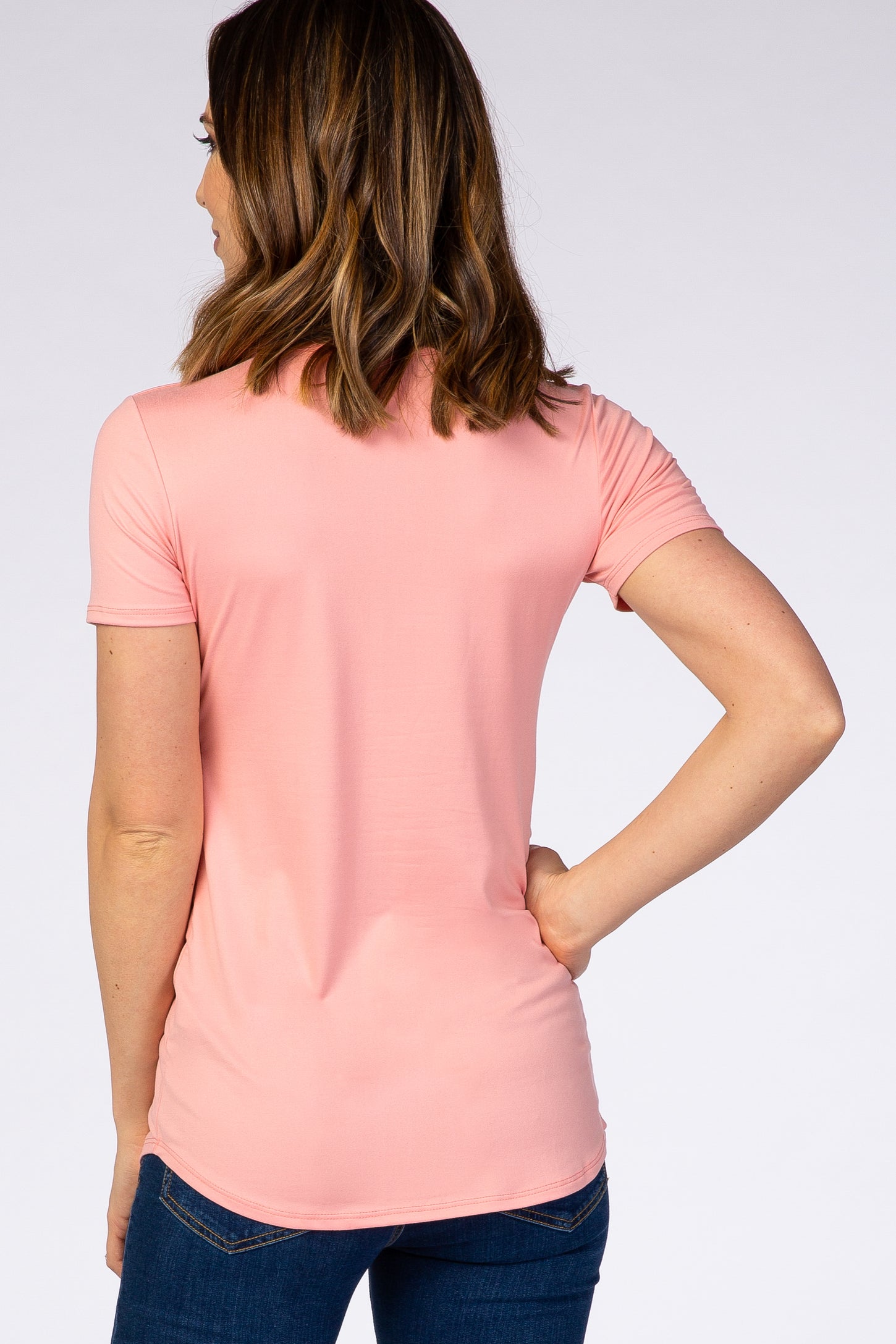 Pink Short Sleeve Wrap Nursing Top